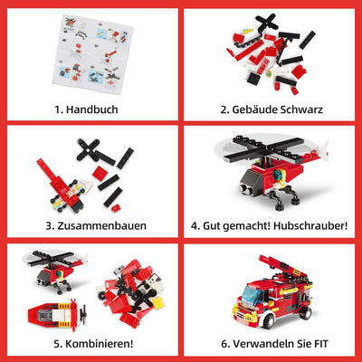 Rosami Adventskalender 2025 Kinder – Weihnachtskalender mit 24 Weihnachtsspielzeuge, Auto-Bausteine & Feuerwehr-Spielzeug, Geschenk für Jungen Mädchen