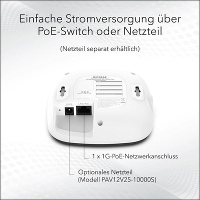 NETGEAR Wireless Access Point (WAX210) – WiFi 6-Dualband mit AX1800-Geschwindigkeit 1 x 1G-PoE-Netzwerkanschluss Bis zu 128 Geräte 802.11ax WPA3 | Bis zu 4 SSID-Netzwerke, Netzteil Nicht enthalten