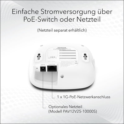 NETGEAR Wireless Access Point (WAX210) – WiFi 6-Dualband mit AX1800-Geschwindigkeit 1 x 1G-PoE-Netzwerkanschluss Bis zu 128 Geräte 802.11ax WPA3 | Bis zu 4 SSID-Netzwerke, Netzteil Nicht enthalten