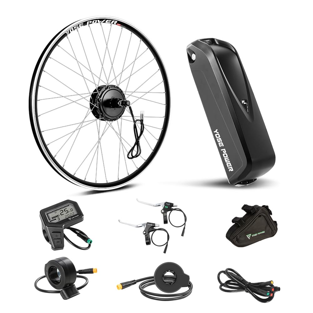 YOSE POWER 28" Ebike Umbausatz 36V 250W Heckmoter Elektrofahrrad Conversion Kit für Steckritzel Cassette mit Integrierte Controller Hailong 36V 18Ah Batterie