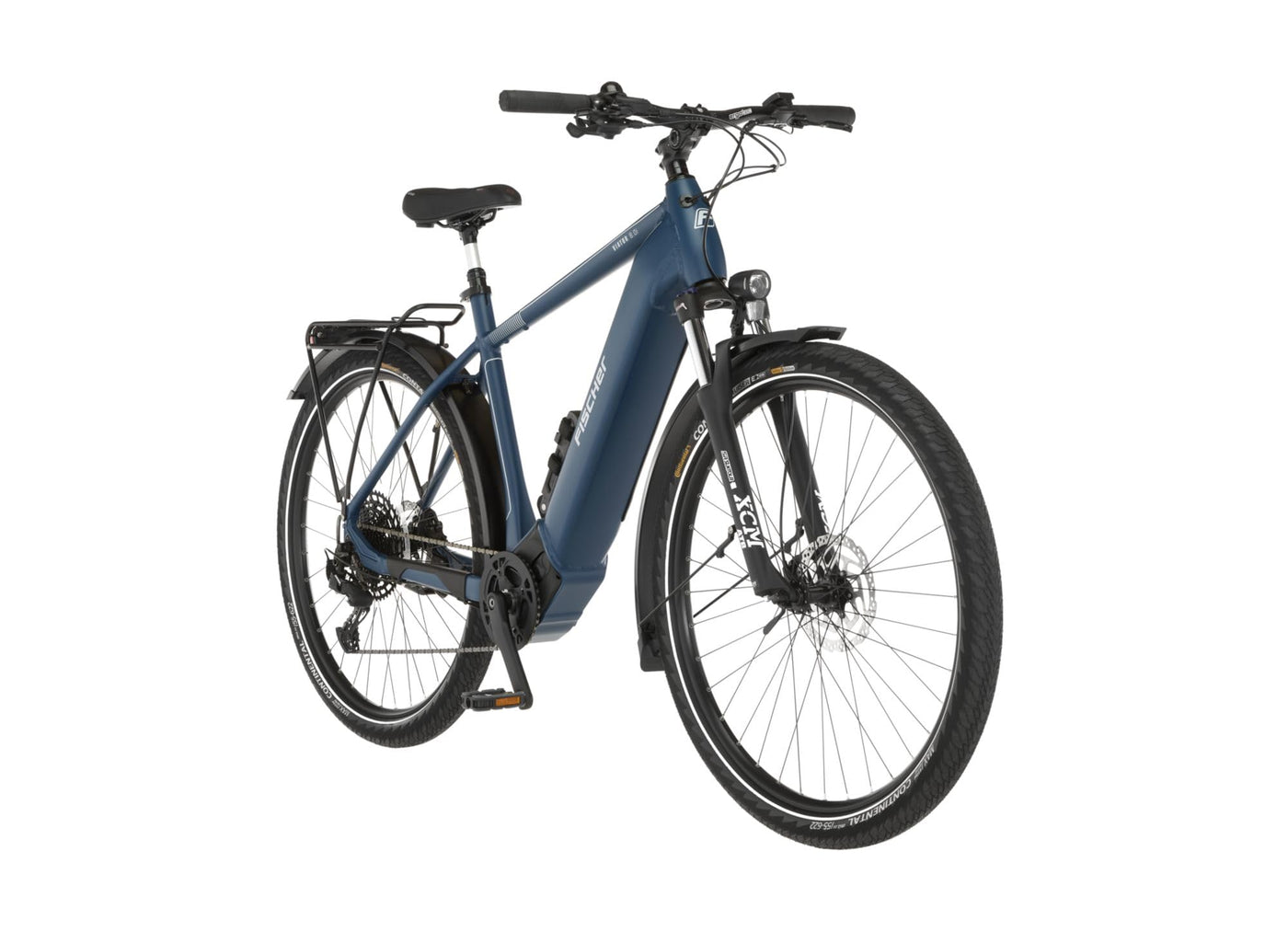 FISCHER E-Bike Trekking VIATOR 8.0i, Elektrofahrrad für Damen und Herren, RH 55 cm, Mittelmotor 90 Nm, 36 V Akku, sattblau