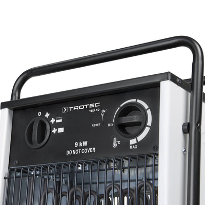TROTEC Elektro Heizlüfter TDS 50 – Heizleistung 4,5 kW / 9 kW – Bauheizer Luftmenge 708 m³/h – Heizgebläse