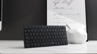 Rapoo E9600M kabellose Tastatur wireless Keyboard flaches Aluminium Design umweltfreundlicher wiederaufladbarer Akku DE-Layout QWERTZ PC & Mac - dark grey