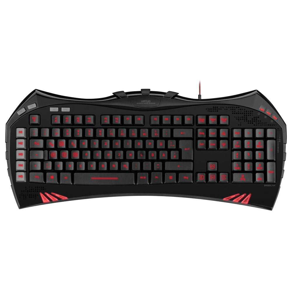 Speedlink VIRTIUS Advanced Gaming Keyboard - Gamer Tastatur für PC / Computer, 10-Tasten-Rollover-Technik, 84 Tasten konfigurierbar, schwarz