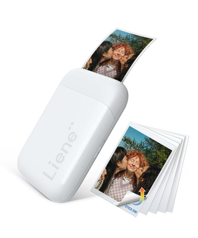 Liene Pearl K100 2x3'' Mini Fotodrucker Smartphone, Mini Tragbarer Sofortbilddrucker mit 5 Zink Klebepapier, Bluetooth 5.0, Kompatibel mit IOS & Android, Kleiner Handy Fotodrucker für iPhone - Weiß