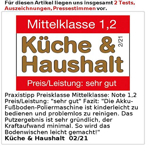 Sichler Haushaltsgeräte Akku Bodenwischer: Akku-Fußboden-Poliermaschine mit Sprüh-Funktion & LED-Licht, 900 Hz (Akku Wischmopp, Bohnermaschine, Haushaltshelfer)