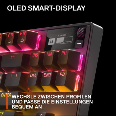 SteelSeries Apex Pro TKL HyperMagnetic Gaming-Tastatur – Die schnellste Tastatur – Anpassbares Ansprechverhalten – OLED-Bildschirm – PBT-Keycaps – USB-C – 2023 Edition – Deutsches Tastatur QWERTZ