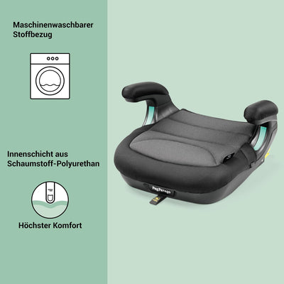 Peg Perego Viaggio Shuttle Autositz, Auto-Sitzerhöhung mit ISOFIX für Kinder von 125 bis 150 cm (6-12 Jahre), 22-36 kg, Crystal Black