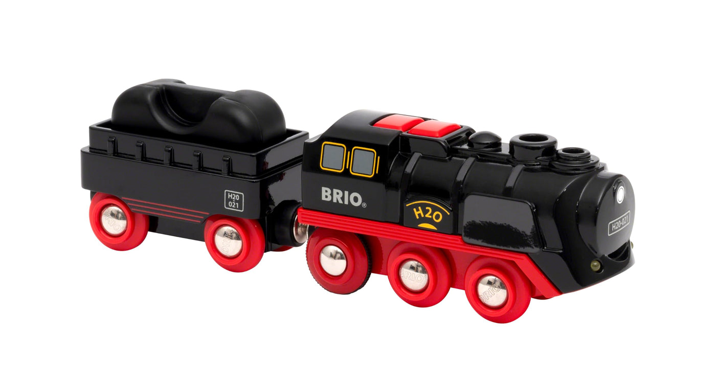 BRIO World 33884 Batterie-Dampflok mit Wassertank - Lokomotive mit echtem kühlen Dampf und Wasserbehälter zum Nachfüllen - Empfohlen ab 3 Jahren