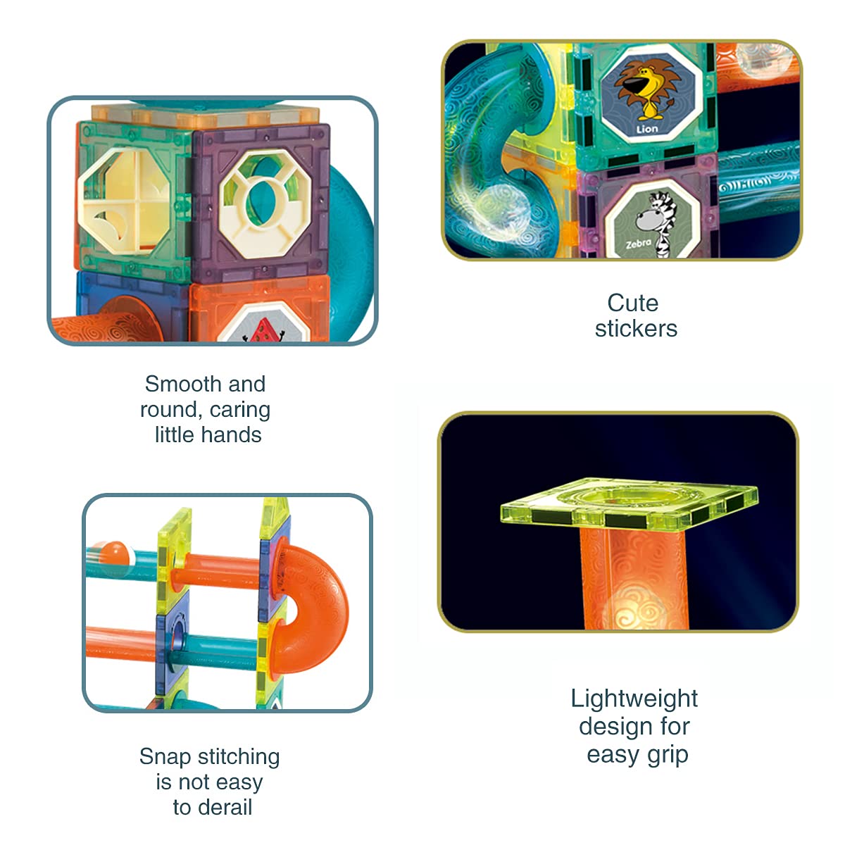 morkka Magnetische Bausteine,STEM Montessori Spielzeug für Kinder 3 4 5 6 7 8 Jahre 3D Lernspielzeug Set Konstruktion Blöcke Geschenk für Jungen Mädchen Orbitalblöcke Gleisbau (75PCS)