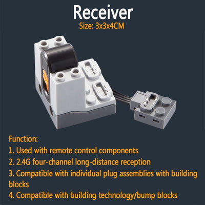 Karriter Kompatibel mit Le Technic Motor L Power Functions-Bauset, 11-teiliges Power Functions-Motorbatterie-IR-Fernbedienungs-Empfänger-Set