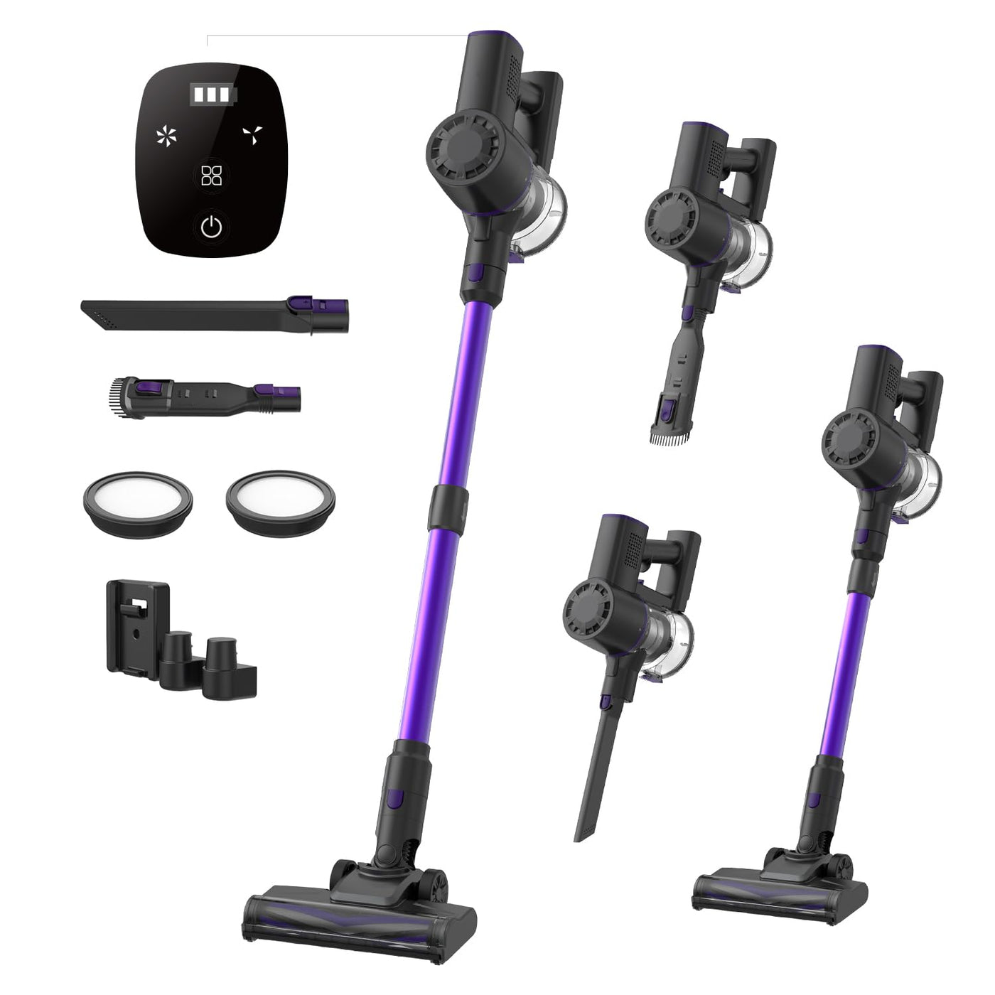Vexilar V8PRO Akku Staubsauger Selbststehend, Staubsauger Kabellos mit 45min Laufzeit, 35KPa Akkustaubsauger, 6-in-1 Tragbarer und kompakter Handstaubsauger für Hartböden, Teppiche und Tierhaare