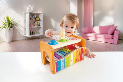 Hape Xylophon und Hammerspiel mit ausziehbarem Xylophon, multifunktionales Holzspielzeug, ab 12 Monaten