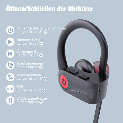 Tical Bluetooth Kopfhörer, Kopfhörer Sport Kabellos IPX7 Wasserdicht Ohrhörer Bluetooth mit Bluetooth 5.3 Chip 16H Spielzeit, In Ear Kopfhörer Bluetooth Sport für zum Joggen Trainieren Läuft