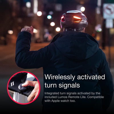 Lumos Ultra Smart-Helm | Fahrradhelm | Vorder- und Rücklicht (LED) | Blinker | Bremslichter | Bluetooth-Verbindung | Erwachsene: Herren, Damen (Charcoal Black, Größe: M-L)