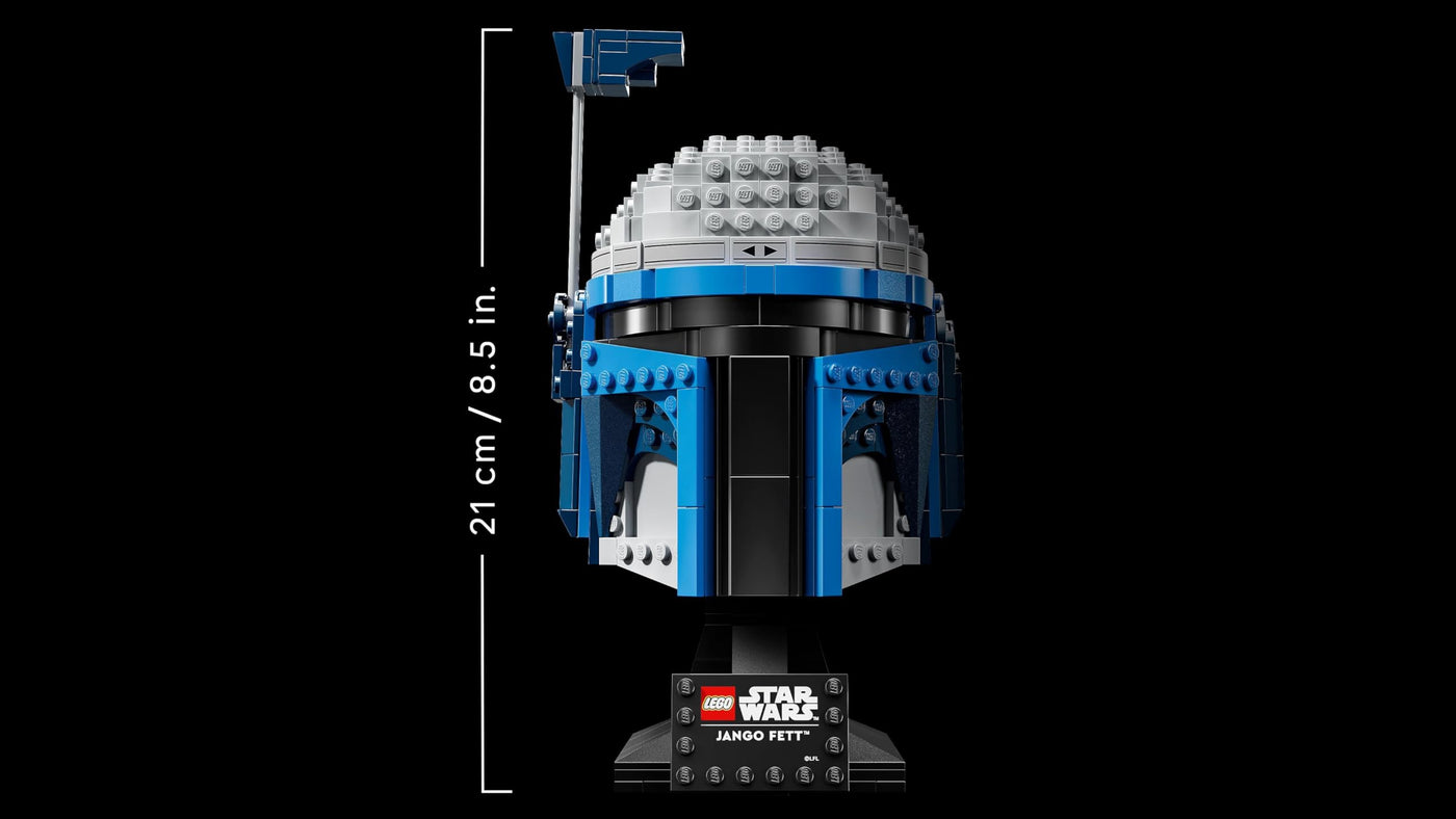 LEGO Star Wars 75408 Jango Fett Helm - Mandalorian Bauset für Erwachsene - Modell mit Ständer, Namensschild und Verstellbarer Antenne - Geschenk für Fans von Angriff der Klonkrieger