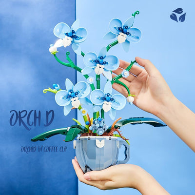 Ideas Blau Orchidee Blumen Klemmbausteinen Baustein，Kompatibel Mit Lego Flower Pflanzen deko Geschenk für Erwachsene und Mädchen ab 8-16+ 567PCS