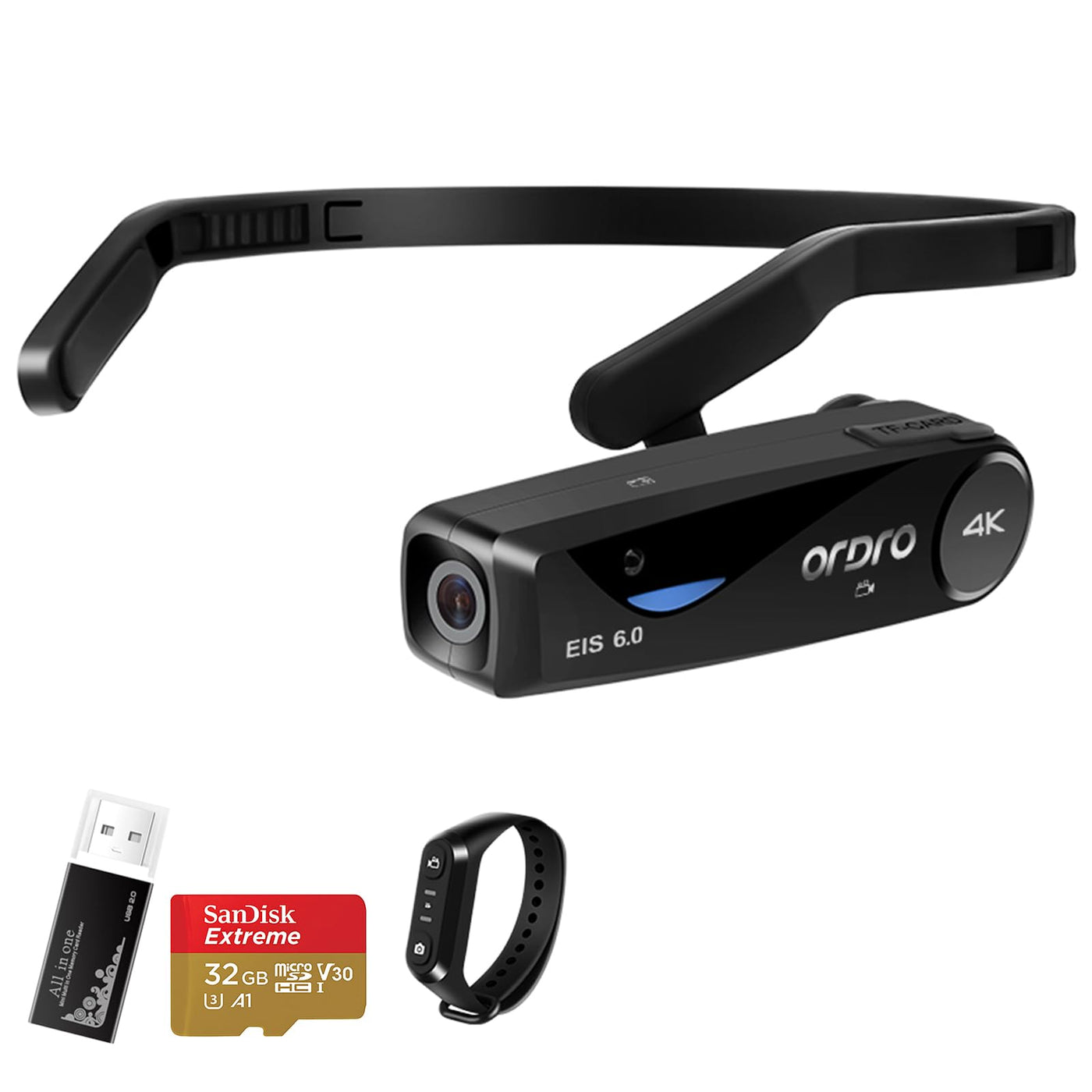 ORDRO EP6 Plus 4K Kopfmontierte Kamera Freihändiger Leichter tragbarer Mini-Camcorder