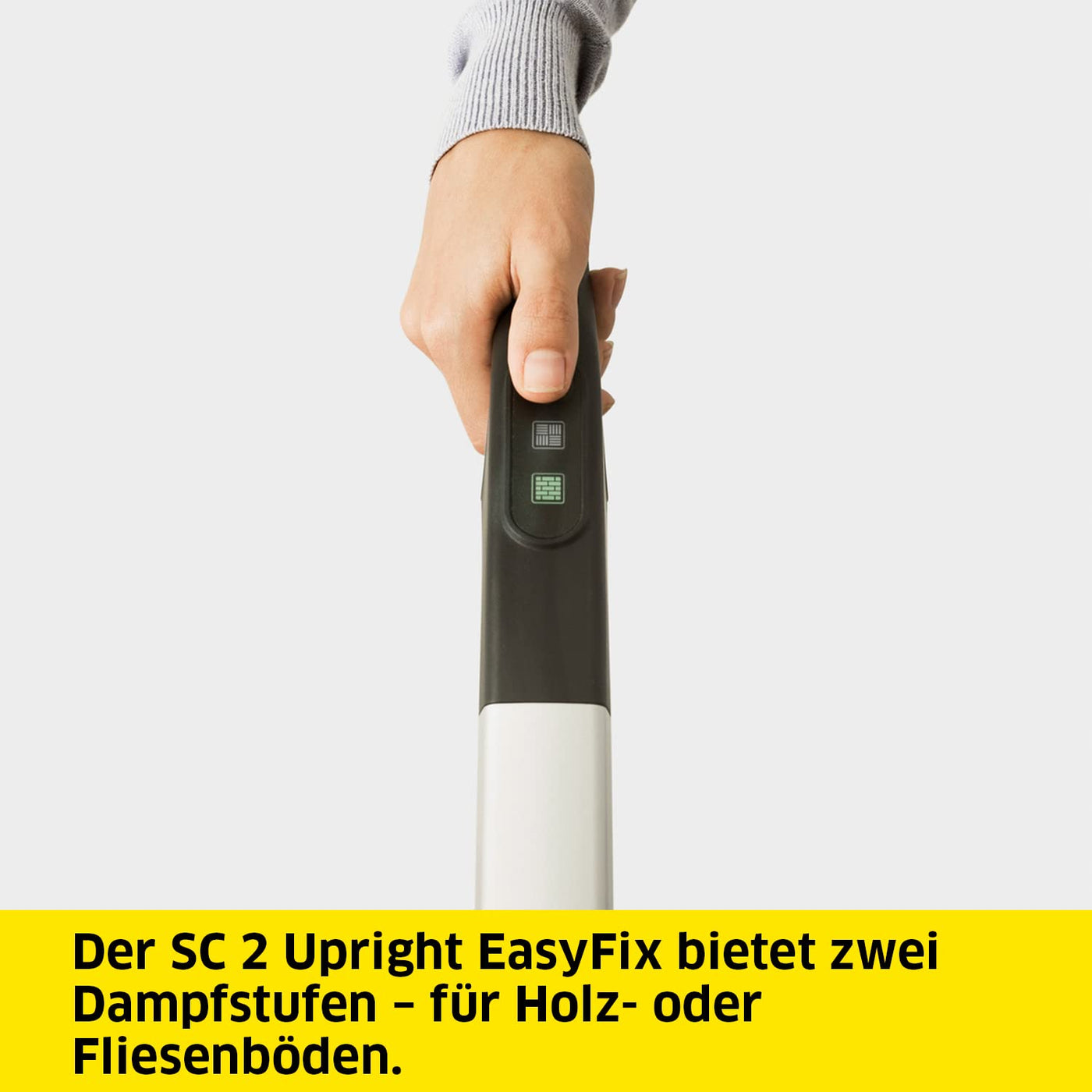 Kärcher Dampfreiniger SC 2 Upright EasyFix, Aufheizzeit: 30 s, Flächenleistung: ca. 50 m², Tank: 0,4 l, Heizleistung: 1600 W, mit Bodendüse EasyFix, Mikrofaser-Bodentuch und Entkalkungskartusche