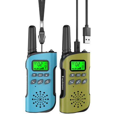 Inspireyes Walkie Talkie Kinder Aufladbar, 48 Stunden Arbeitszeit, 8 Kanäle 2-Wege-Radio, Geschenke für Jungen Mädchen, Outdoor Wandern Camping, 3-12 Jahre altes Spielzeug