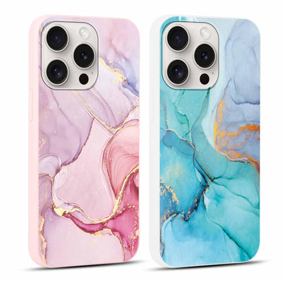Foonary 2 Stück Handyhülle für Apple iPhone 16 Pro 6,3" Hülle Marmor Muster Design Aesthetic Muster Mädchen Case Cover Weich Silikon TPU Stoßfest Schutzhülle für iPhone 16 Pro,Marble Rosa