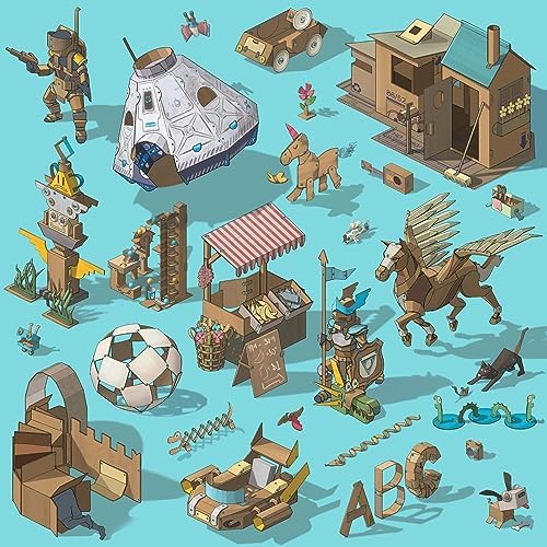 Makedo - Konstruktionsspielzeuge für Pappe, Kinderspiele ab 5, Mint-Lernspielzeug, perfekt für das kreative Spielen zu Hause - 126-teiliger Werkzeugsatz - Discover Packung