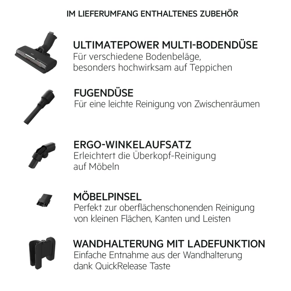 AEG ULTIMATE 7000 ÖKO AP71UB14AM Akku-Staubsauger/extra kraftvoll/ultraleicht 2,2 kg/70 % Recyclingmaterial/bis zu 40 Min. Laufzeit/120m²/5-Stufige Filtration/alle Böden/Automatik, Matte Black