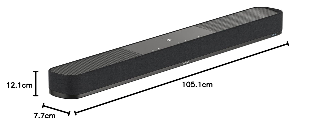 Sennheiser AMBEO Soundbar Plus für TV und Musik - EU-Stecker - 3D Surround Sound, virtuelles 7.1.4-Lautsprecher-Setup, eingebaute Dual Subwoofer und erweiterte Streaming-Anbindung