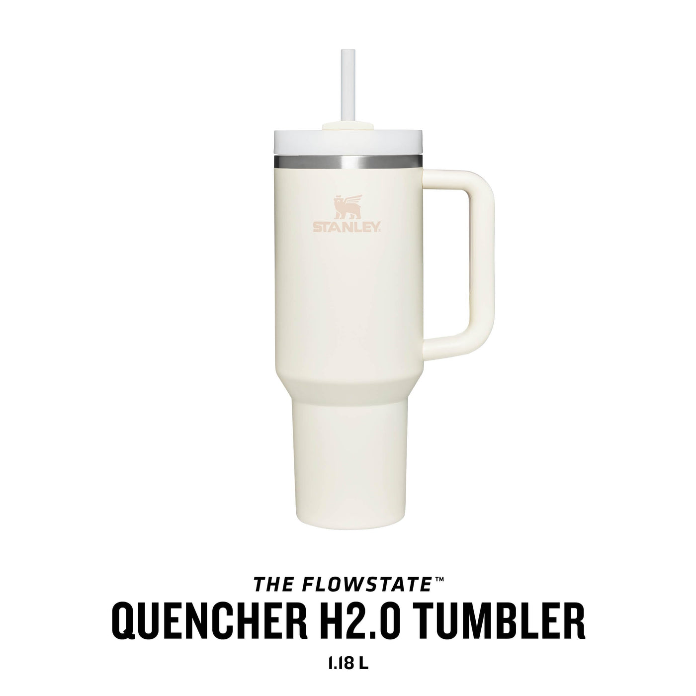 Stanley Quencher H2.0 FlowState Trinkflasche mit Strohhalm 1.2L - Thermobecher Kühlt 11 Stunden - 48 Stunden Eisgekühlt - Spülmaschinenfest - Thermosflasche BPA Frei - Kaffeebecher To Go - Cream