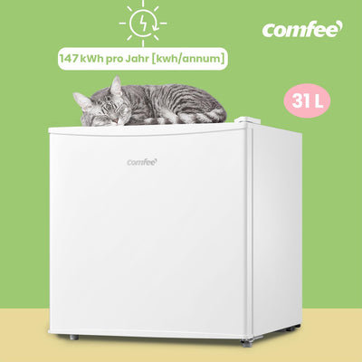 Comfee Freistehend, RCU40WH2(E) Mini Gefrierschrank/31L / 4-Sterne-Gefrierfach/Kompakte Größe/Reversibles Türscharnier/Verstellbare Standfüße / 147kWh/Jahr/Weiß