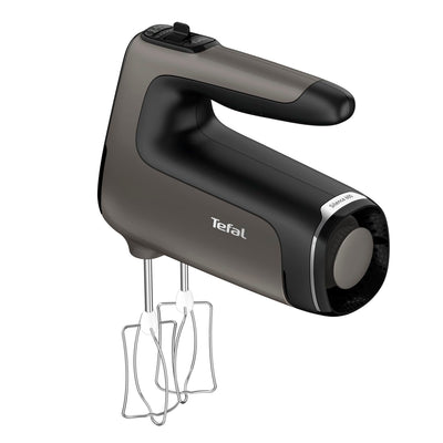 Tefal HT650E Power Mix Silence Handmixer | 600 Watt | variabler Geschwindigkeitsregler | Turbo- und Auswurf-Funktion | extrem leiser Motor | inkl. 2 Rührbesen und 2 Knethaken | Grau