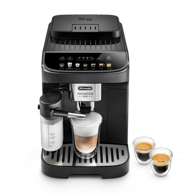 De'Longhi Magnifica Evo ECAM 292.81.B Kaffeevollautomat mit LatteCrema Milchsystem, 7 Direktwahltasten für Cappuccino, Espresso und weitere Kaffeespezialitäten, 2-Tassen-Funktion, Schwarz
