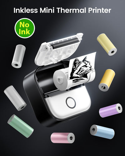 Mini Drucker für Smartphone - Aufkleber Drucker T02 Tragbarer Minidrucker Tintenloser Print Pods Bluetooth Taschendrucker Telefondrucker für Studiengrafiken, Anatomische Diagramme, Fotos, Journal