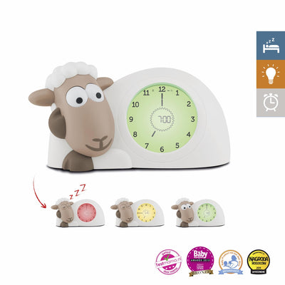 Zazu Sam The Lamb Uhr – Schlafcoach Uhr und Nachtlicht für Kinder | Bringt Ihrem Kind mit visuellen Indikatoren bei, wann es aufwachen soll | Einstellbare Helligkeit | Automatische Abschaltung (Braun)