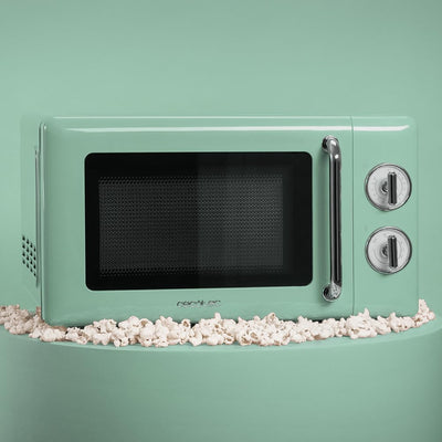 Cecotec Mikrowelle Proclean 3010 Retro Grün Mechanische, 20 l, 700 W, 6 Stufen, Timer bis zu 30 Minuten, Auftaumodus, Vintage-Design in Grün, Stahl-Finish