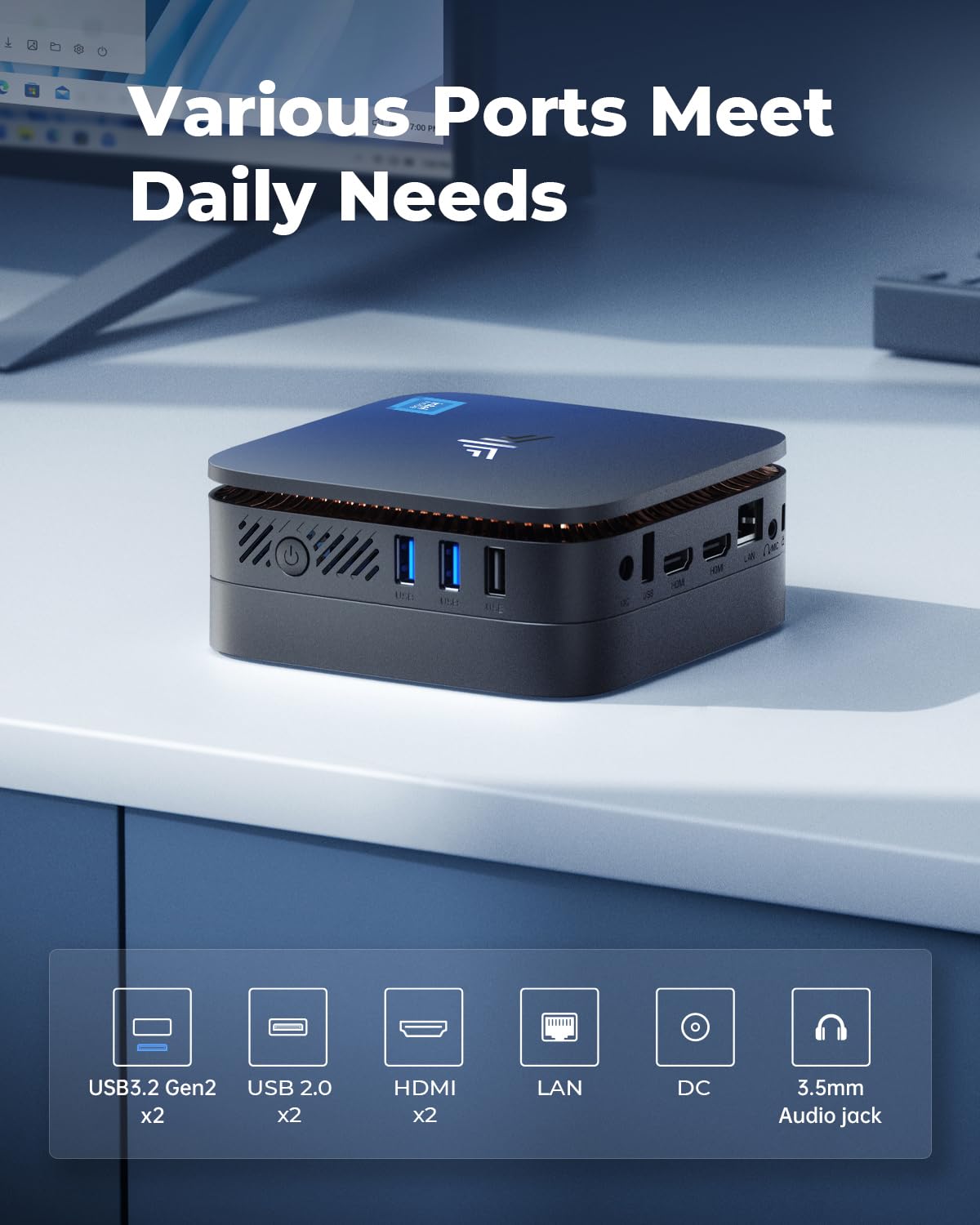 NiPoGi AK1PLUS Mini PC Ιntel Alder Lake Ν95(bis 3,4 GHz) 16GB DDR4 512GB SSD, Mini Computer 2,5-Zoll SSD Erweiterung/Gigabit Ethernet/2.4+5G WiFi/BT4.2/4K@60Hz UHD Dual Display Mini Computer für Büro