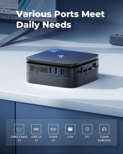 NiPoGi AK1PLUS Mini PC Ιntel Alder Lake Ν95(bis 3,4 GHz) 16GB DDR4 512GB SSD, Mini Computer 2,5-Zoll SSD Erweiterung/Gigabit Ethernet/2.4+5G WiFi/BT4.2/4K@60Hz UHD Dual Display Mini Computer für Büro