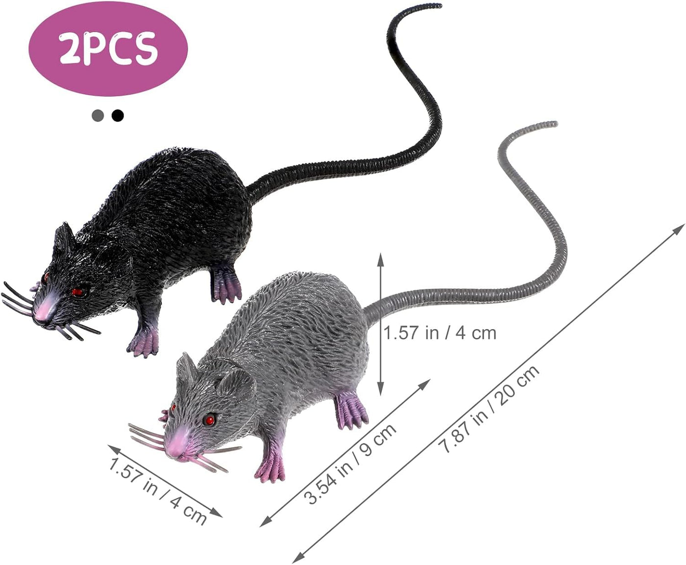 2 Stück Gefälschte Ratten Kunststoff Maus Modell Figuren Realistische Gruselig Ratten Spielzeug Halloween Deko Kinder Tricks Streiche Requisiten Spielzeug für Party- und Scherzartikel, Ornamente
