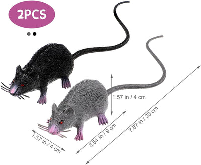 2 Stück Gefälschte Ratten Kunststoff Maus Modell Figuren Realistische Gruselig Ratten Spielzeug Halloween Deko Kinder Tricks Streiche Requisiten Spielzeug für Party- und Scherzartikel, Ornamente