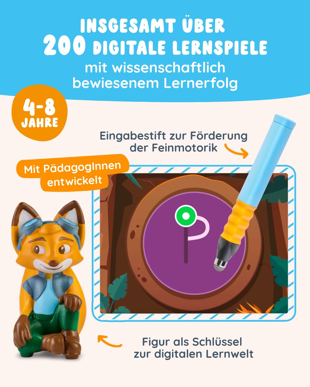 Edurino Bundle | 5 spannende Lernspiele | 4-8 Jahre | Lesen & Schreiben, Zahlen, Erstes Englisch, Logisches Denken, Kreativität inkl. Stift & Mäppchen