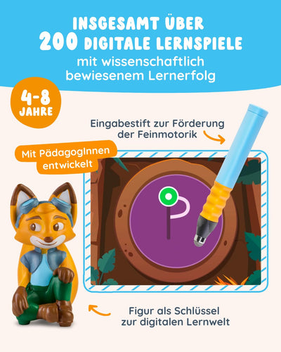 Edurino Bundle | 5 spannende Lernspiele | 4-8 Jahre | Lesen & Schreiben, Zahlen, Erstes Englisch, Logisches Denken, Kreativität inkl. Stift & Mäppchen