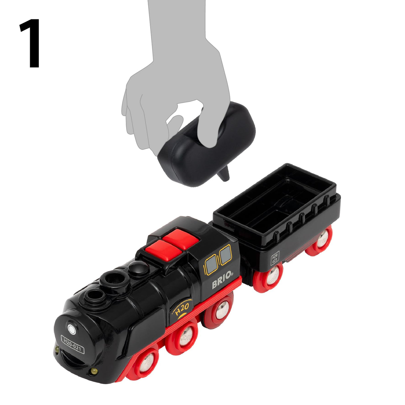 BRIO World 36014 Batterie-Dampflok Weihnachts-Set - Aus dem Schornstein der Lokomotive strömt kalter Wasserdampf - Großes Schienenlayout für eine Rundtour um den Weihnachtsbaum, empfohlen ab 3 Jahren
