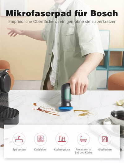 Aufsatz für Bosch Universal Brush, 12 Stück Akku Reinigungsbürste Pad Mellbree 3 Küchenpad, 3 Schaumstoffpad,3 Mikrofaserpad, 3 Hochleistungspad Kompatibel mit Bosch Home/Garden 6033 Reinigungsbürste