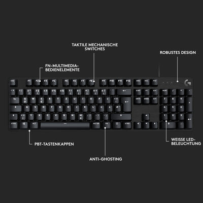Logitech G413 SE Mechanische Gaming-Tastatur - Mit Hintergrundbeleuchtung, taktilen mechanischen Schaltern, Anti-Ghosting, Kompatibel mit Windows, macOS, Deutsches QWERTZ-Layout - Schwarz