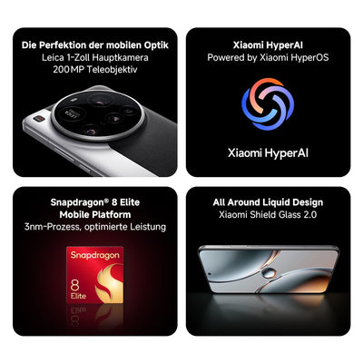 Xiaomi 15 Ultra Smartphone, 16+512GB, Silber, Handy ohne Vertrag, 100mm 200MP Leica Kamera, 120Hz WQHD+ AMOLED Display, Snapdragon 8 Elite, 5410mAh, 90W HyperCharge, Xiaomi Hyper AI, Dual-SIM