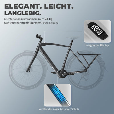 Fafrees F700 E Bike 28 Zoll, Elektrofahrrad 250W 25km/h, Ebike Herren 10Ah Akku, City E-Bike Damen Drehmomentsensoren, Pedelec Hydraulische Scheibenbremsen, Reichweite 100km (M, Schwarz)
