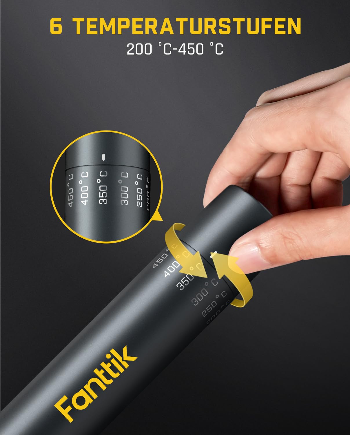 Fanttik T1 Max Präzisions Lötkolben Set, kabelloser Lötkolben, 7 Sek. schnelles Aufheizen，6 Temperatur Einstellbar 200~450 ℃, 4 Lötspitzen (C210), 360° drehbarer Ständer, Lötkolben für Reparaturen