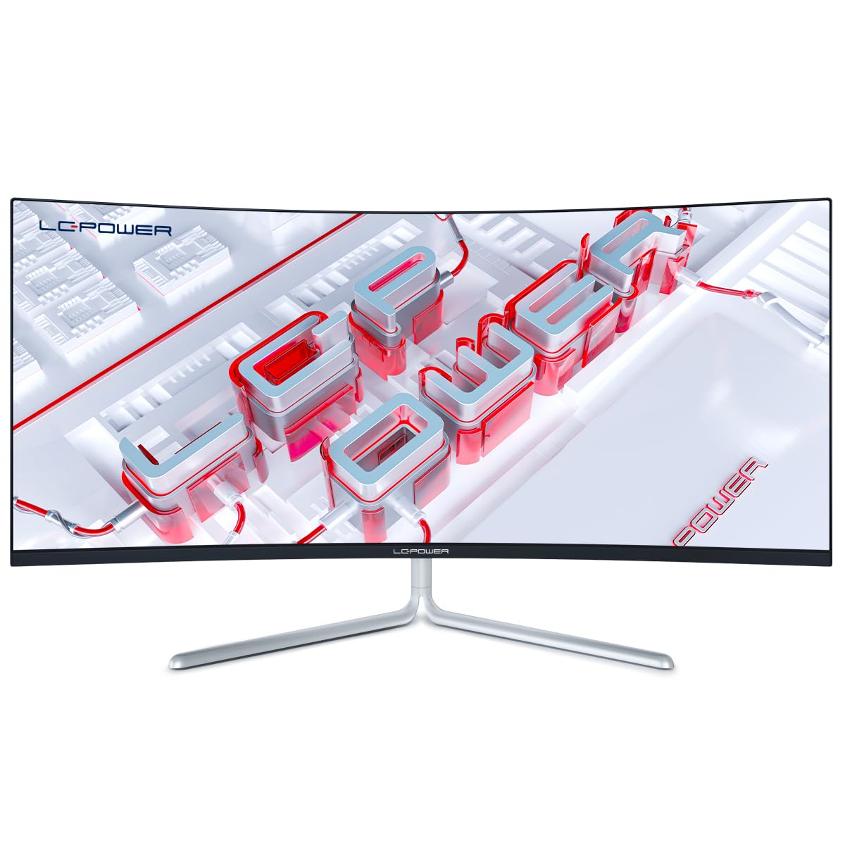 LC-Power LC-M34-UWQHD-100-C-V3 Gaming Monitor 34" Curved Ultra WQHD Display 21:9, 100Hz, 1500R, Adaptive Sync, VA, 1*HDMI, DP, DVI,AUX, schwarz weiß