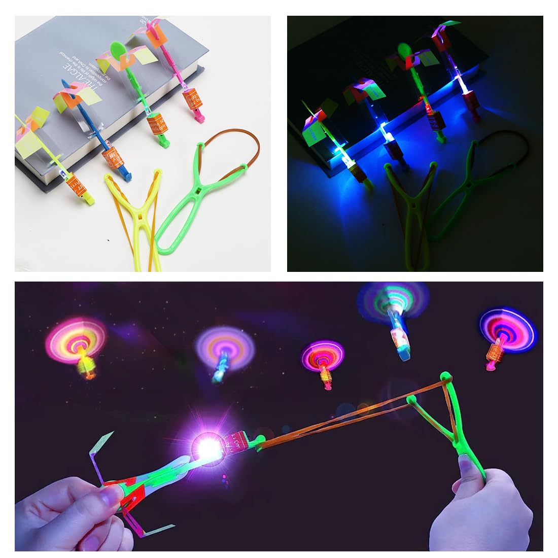 20 Stück LED Leuchtspielzeug Partyartikel, Leuchtspielzeug Schleuder, Fliegendes Spielzeug Party Set, Led licht nacht Hubschrauber, Led Springendes Spielzeug für Kinder, Mitgebsel Kindergeburtstag