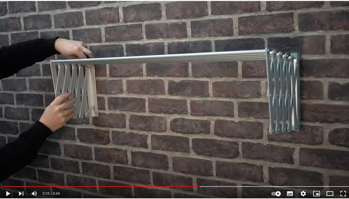 Amig – Wäscheständer Ausziehbar Für die Wand | hochbeständiges Aluminium | Edelstahlschrauben | Für Drinnen und Draußen | Einfache Installation | Maße: 100x14x3 cm